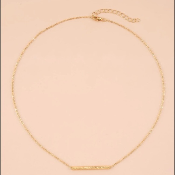 Gold Horizontal Bar Necklace w/Balance Motivational Card - Picture 2 of 4